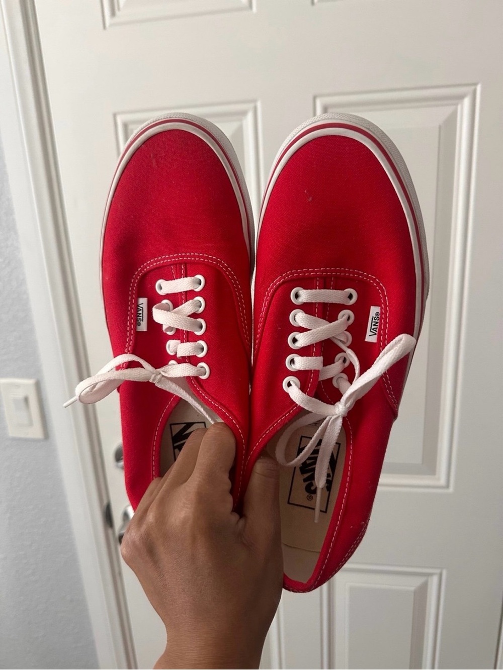 Vans Red Canvas Low-Top Sneakers with White Accents